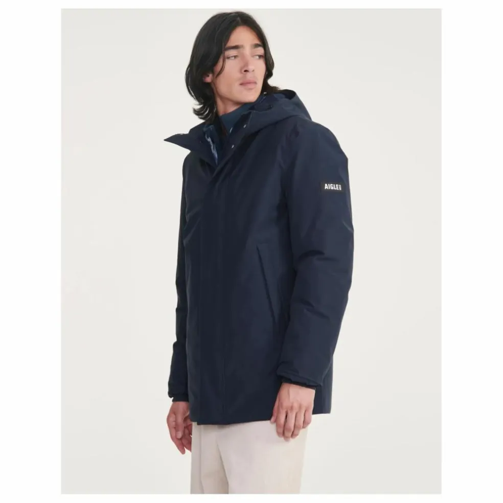 Parka Longue MTD à Capuche Fibres Recyclées | Bleu marine