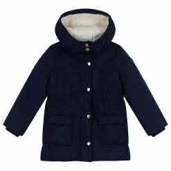 Parka Mi Longue Elastiquée Unie | Bleu marine