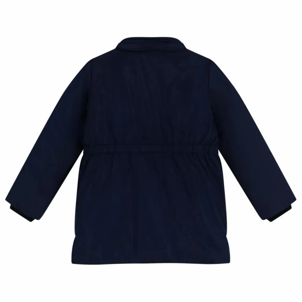 Parka Mi Longue Elastiquée Unie | Bleu marine