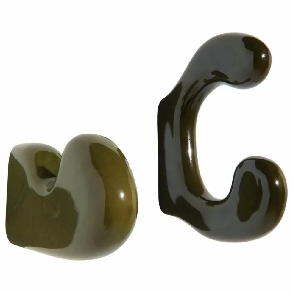 Patères en céramique Klump - Set de 2 | Vert