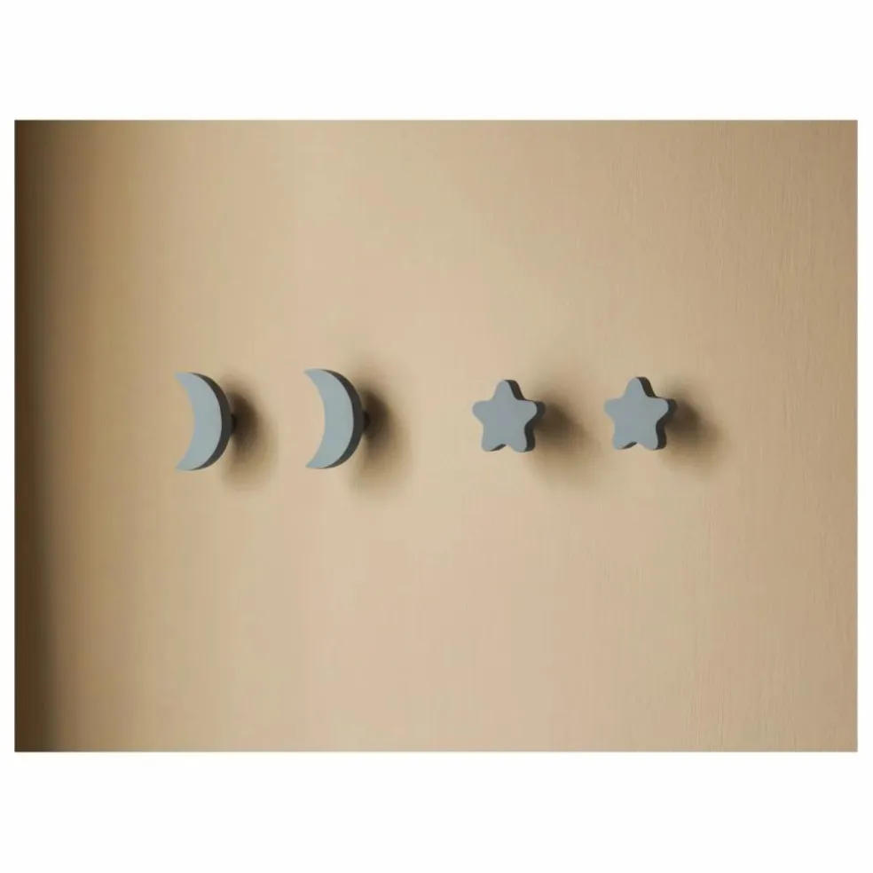 Patères Stars & Moons - Lot de 4 | Bleu