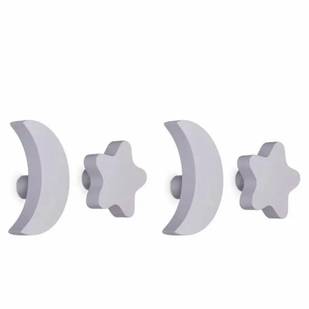 Patères Stars & Moons - Lot de 4 | Lilas