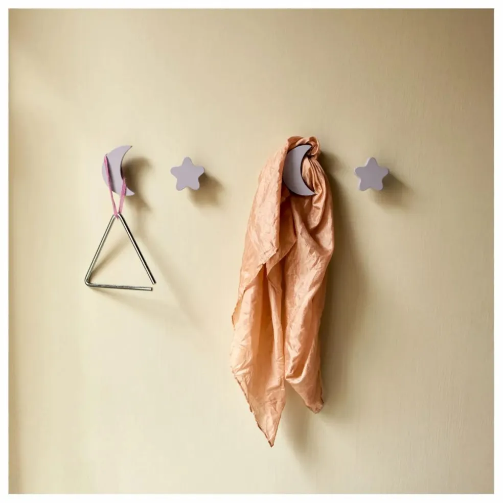 Patères Stars & Moons - Lot de 4 | Lilas