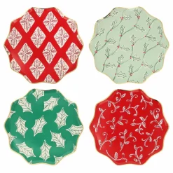 Petites assiettes de Noël motifs Block Print - set de 8