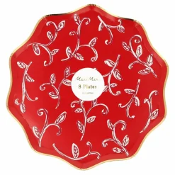 Petites assiettes de Noël motifs Block Print - set de 8