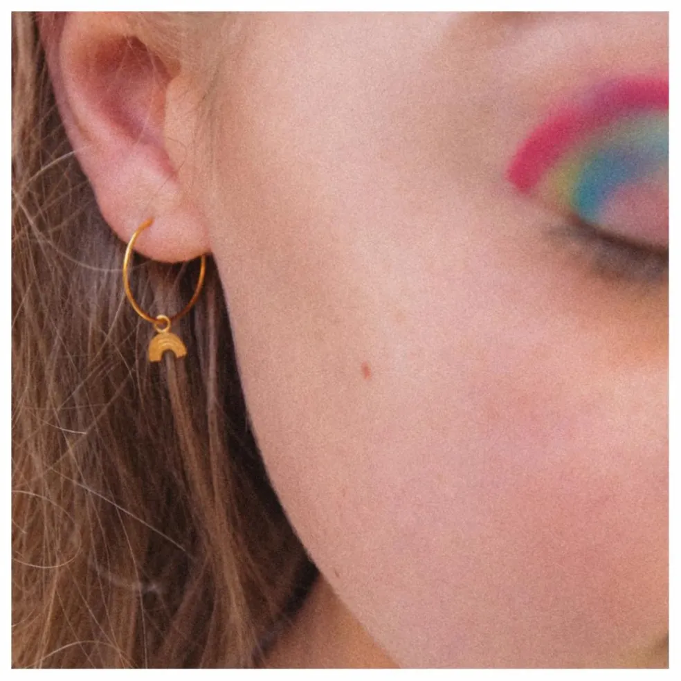 Petites Créoles Asymétriques Arc en Ciel | Doré