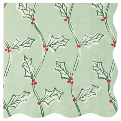 Petites serviettes Noël motifs Block Print - set de 16