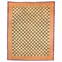 Plaid Checkmate et totebag en coton | Jaune moutarde