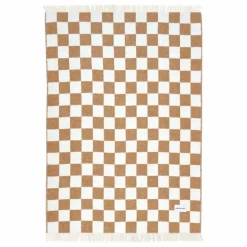 Plaid en laine Damier | Blanc cassé