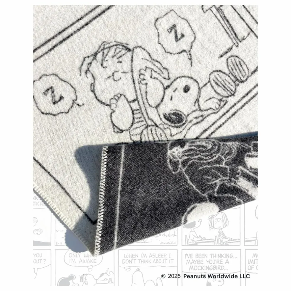 Plaid en laine Peanuts ZZZ | Noir