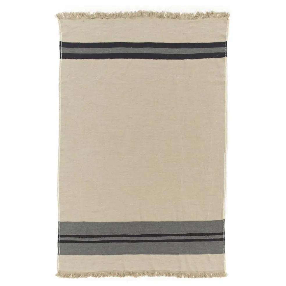 Plaid en lin Black House Stripe | Charbon