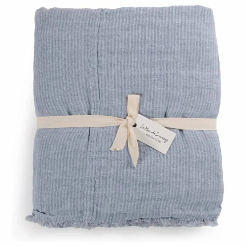 Plaid en lin Okapi | Bleu