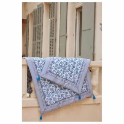 Plaid Enoha en coton bio | Bleu azur