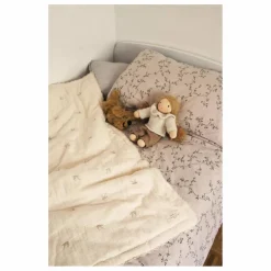Plaid matelassé brodé hirondelles en gaze de coton