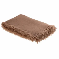 Plaid Vice Versa frangé en laine lavée | Terracotta