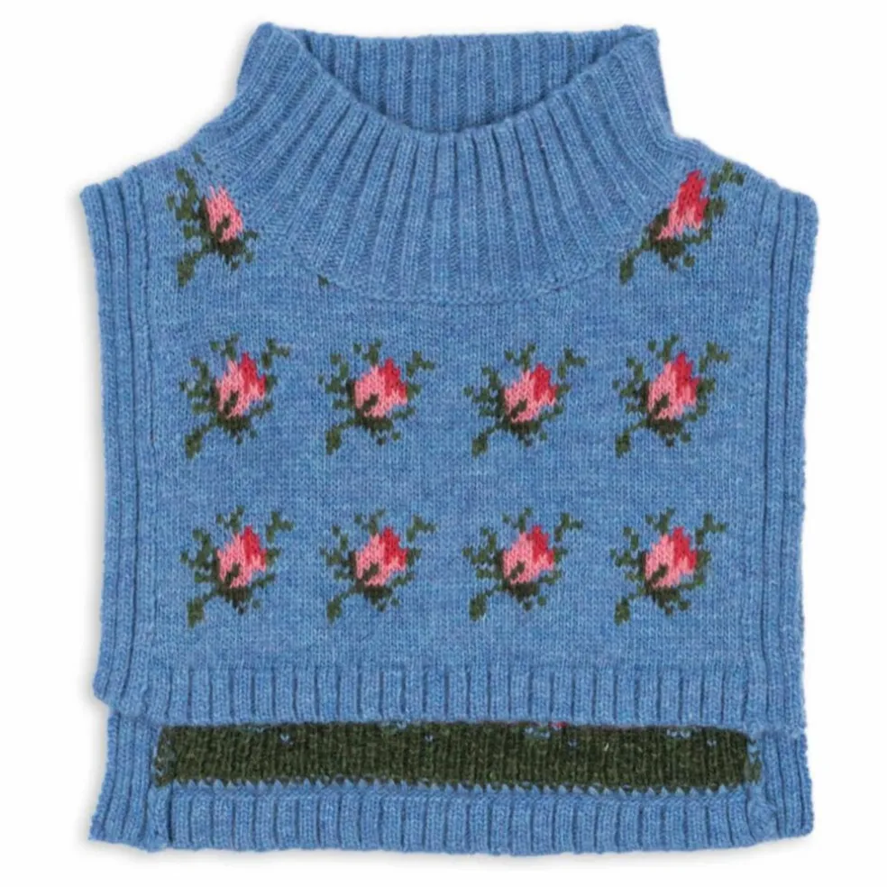 Plastron Belou Roses Laine | Bleu