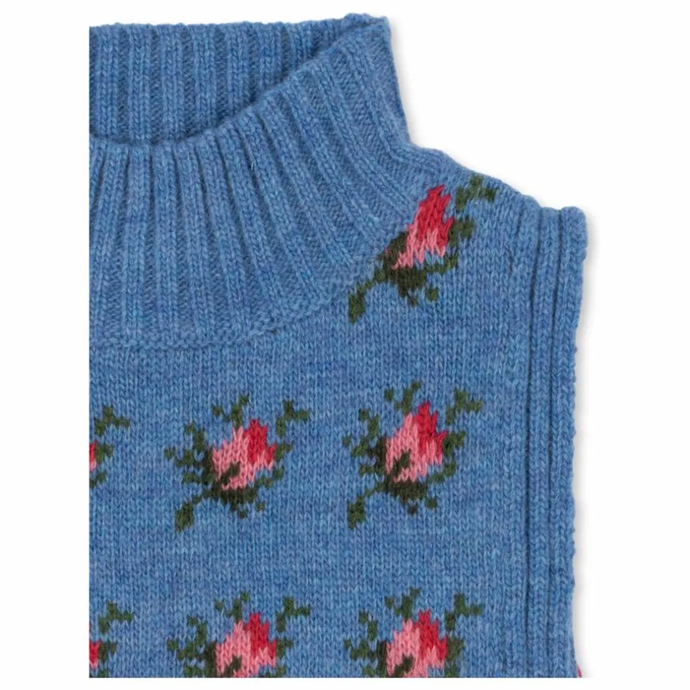 Plastron Belou Roses Laine | Bleu