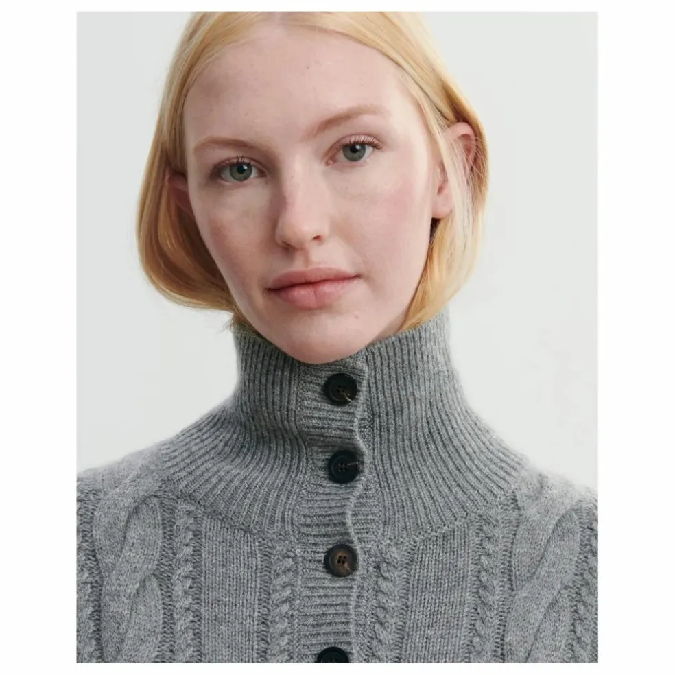 Plastron Torsades Boutonné Cachemire | Gris