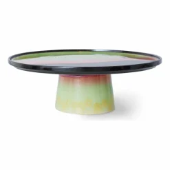 Plat à gâteau en grès | Vert amande