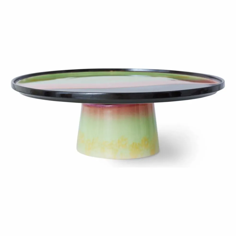 Plat à gâteau en grès | Vert amande