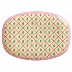 Plat rectangle en mélamine Sapins | Crème