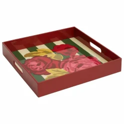 Plateau laqué Nizam Stripes | Rouge