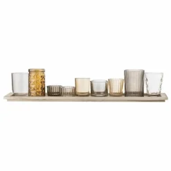 Plateau rectangulaire et photophores - Set de 9