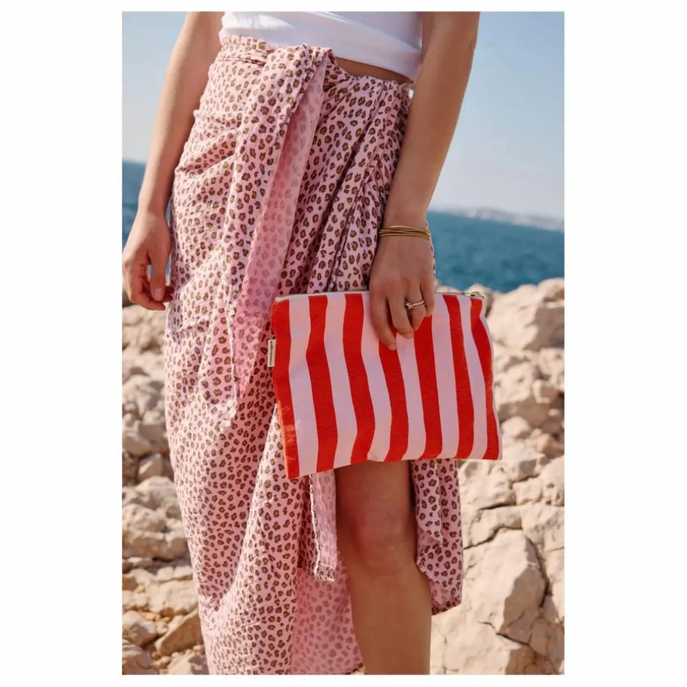 Pochette Lili rayée | Rose pâle