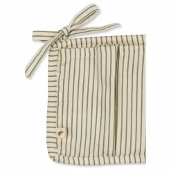 Pochette pour lit à barreaux Tea Stripe | Vert kaki