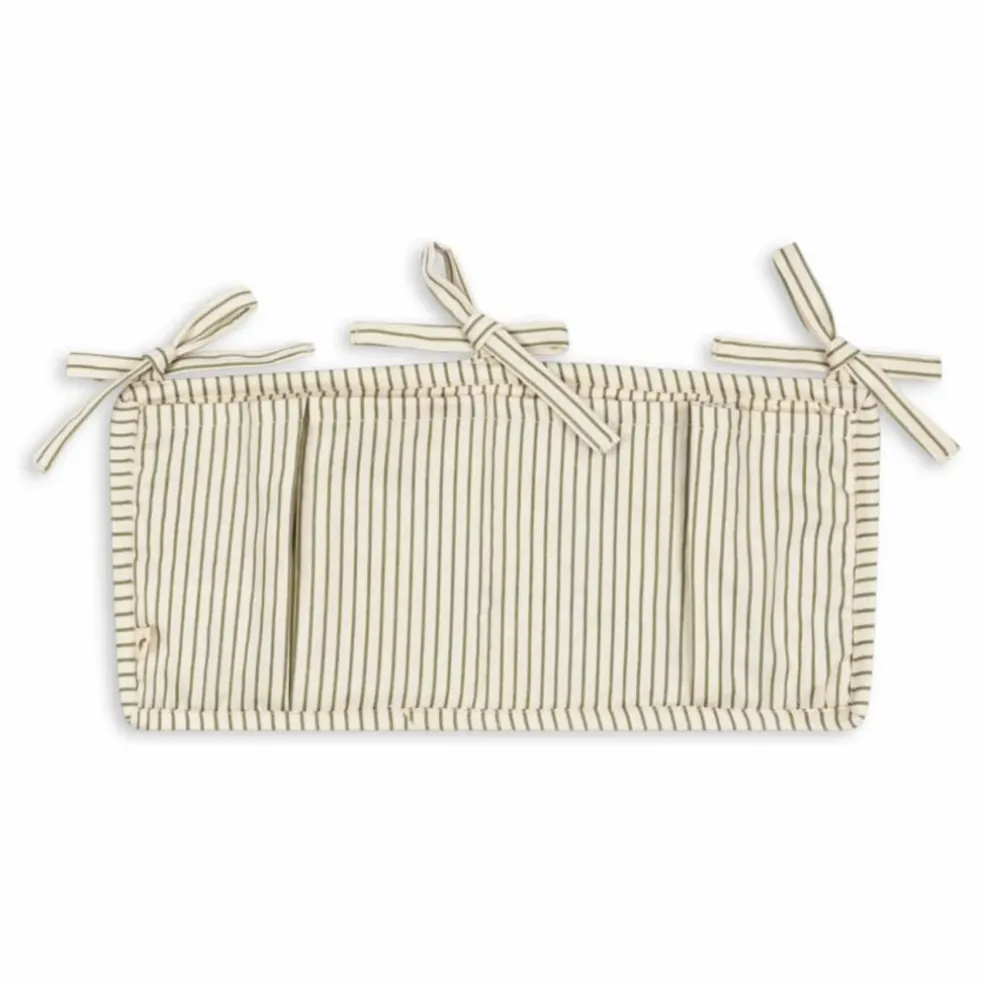 Pochette pour lit à barreaux Tea Stripe | Vert kaki