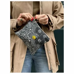 Pochette Zippée Matelassée Happy Face | Noir