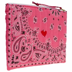 Pochette Zippée Matelassée Coeur | Rose bonbon