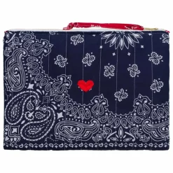 Pochette Zippée Matelassée Coeur | Bleu marine