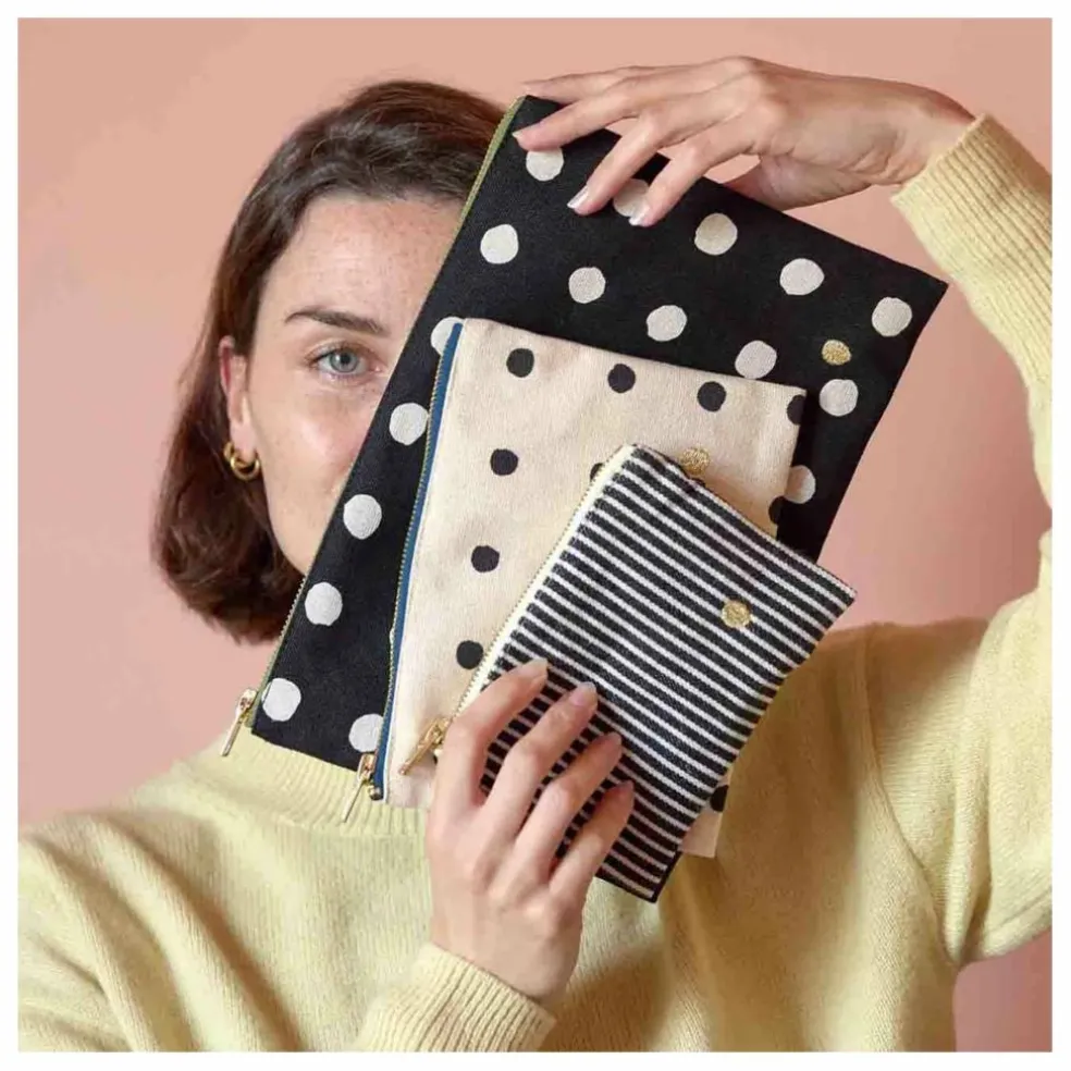 Pochettes à pois en coton bio Mio | Ecru