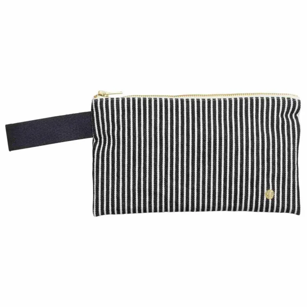 Pochettes avec anse rayée en coton bio Basile | Caviar