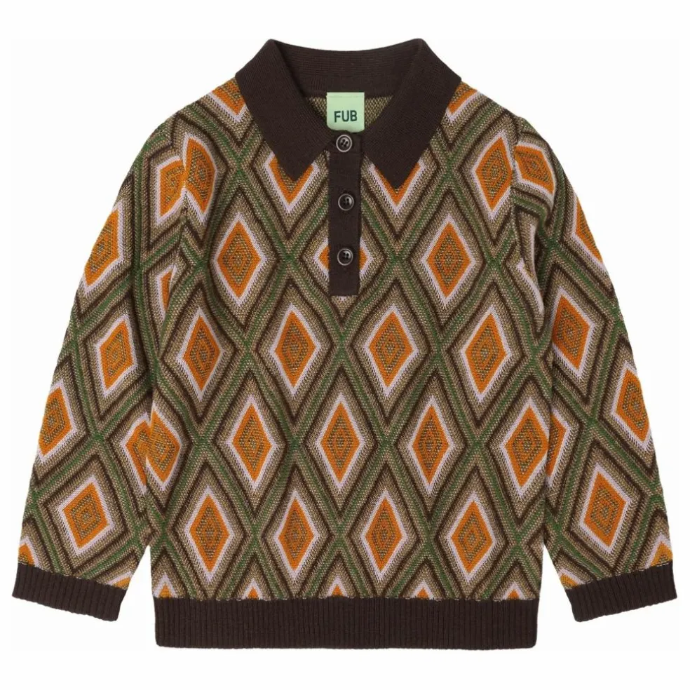 Polo Arlequin Laine de Mérinos | Marron
