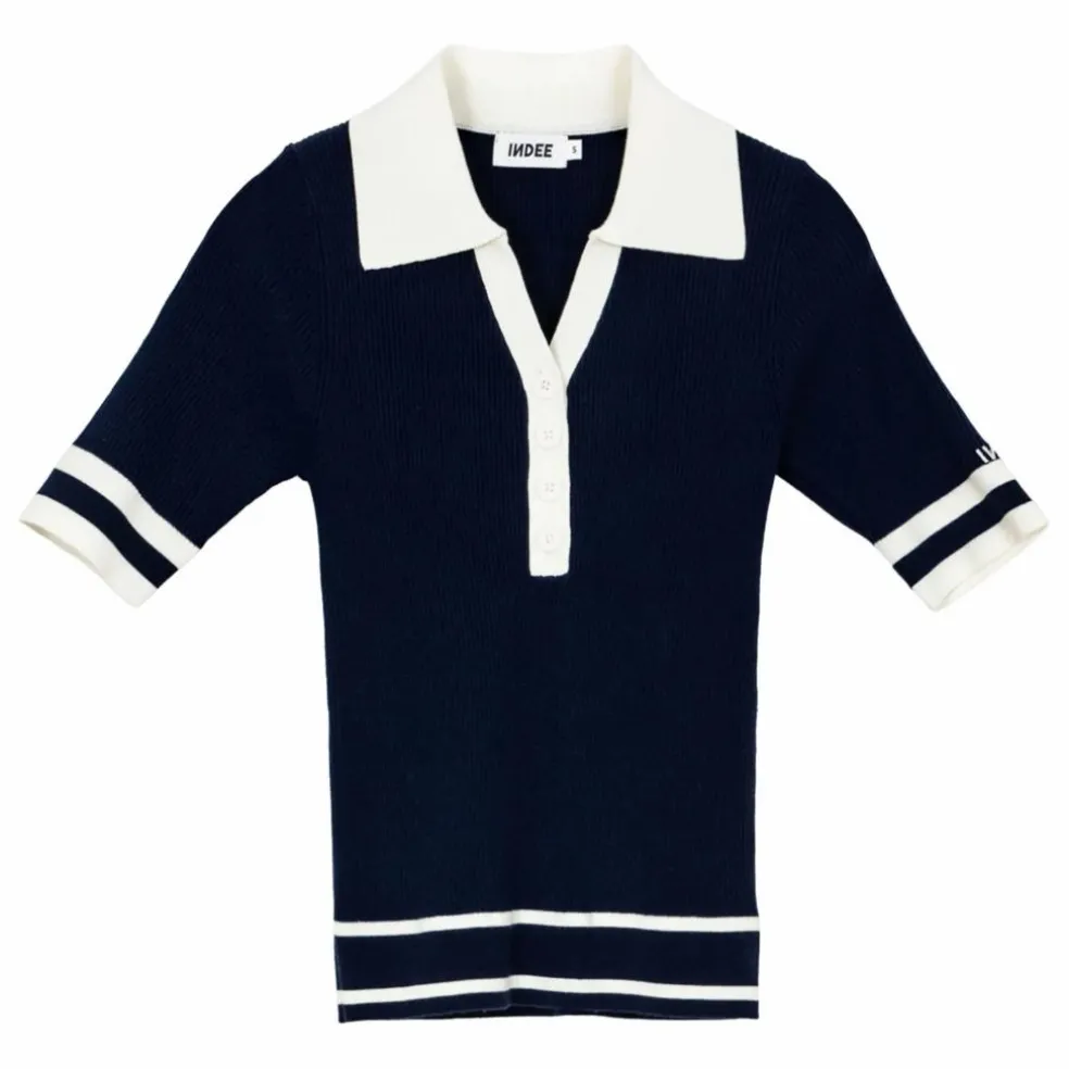 Polo Bords Contrastés Maille Santorini | Bleu marine