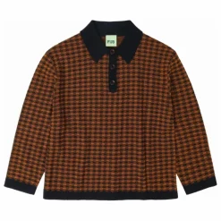 Polo Carreaux Laine de Mérinos | Bleu marine