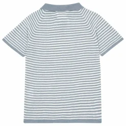 Polo Maille Fine Tobias Rayure Lin et Coton Bio | Gris