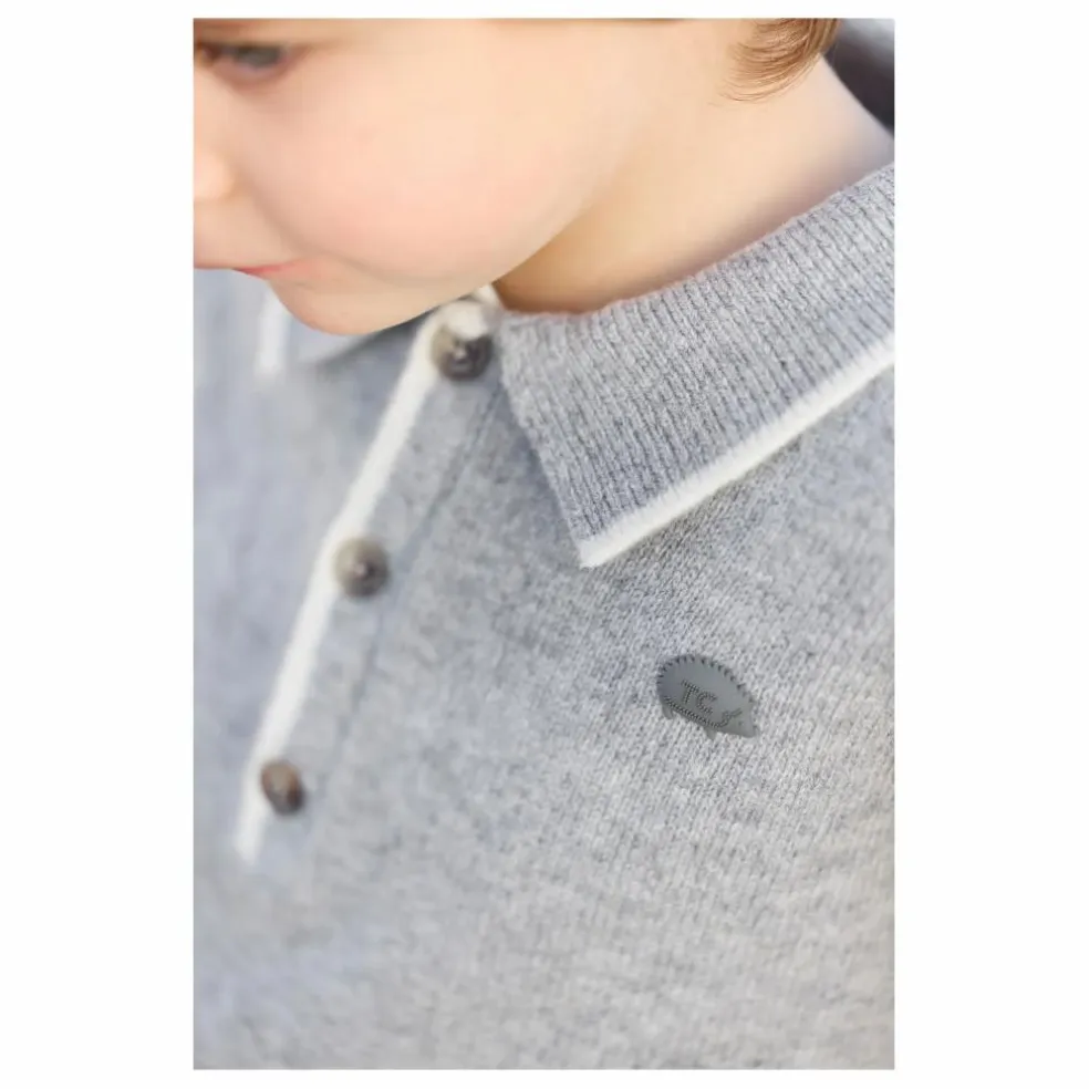 Polo Manches Longues Laine | Gris