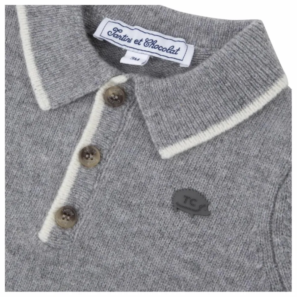Polo Manches Longues Laine | Gris