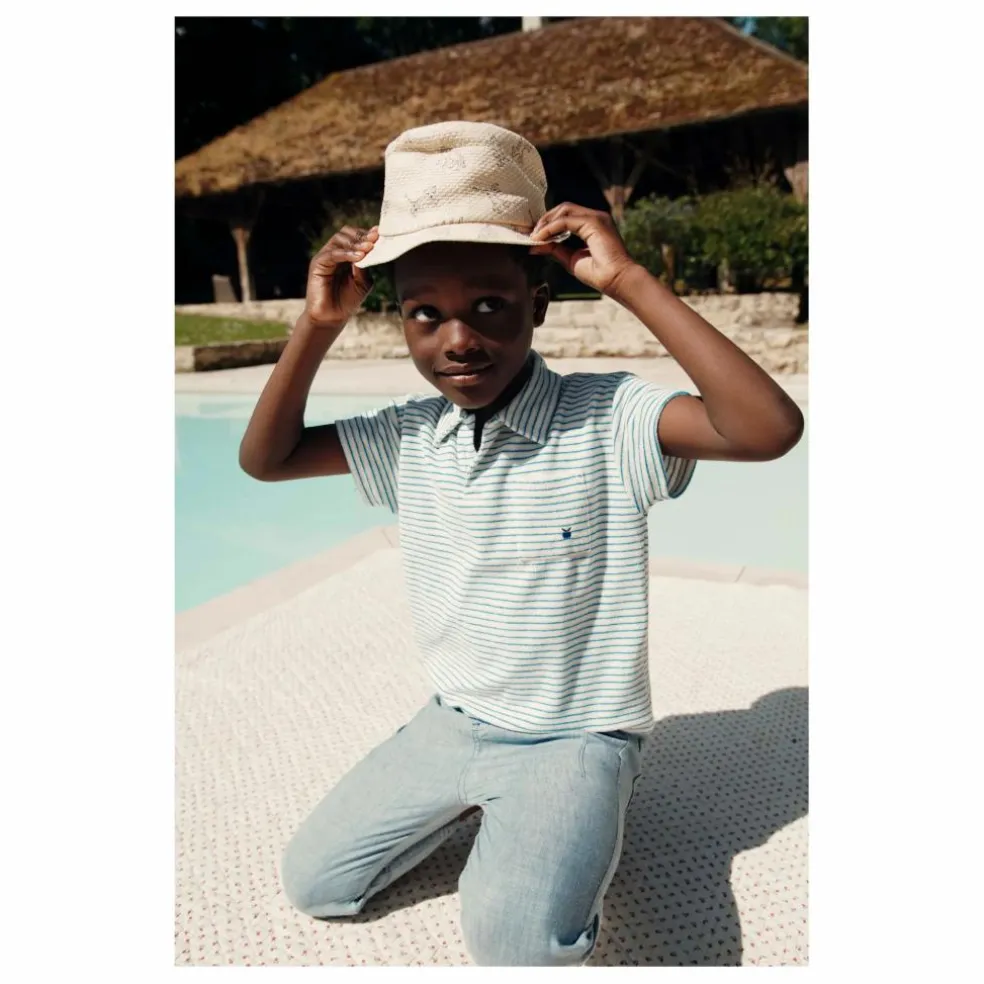 Polo Rayure Eponge | Ecru