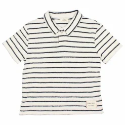 Polo Terry Rayures Eponge Coton Bio | Bleu