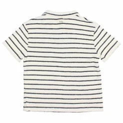 Polo Terry Rayures Eponge Coton Bio | Bleu