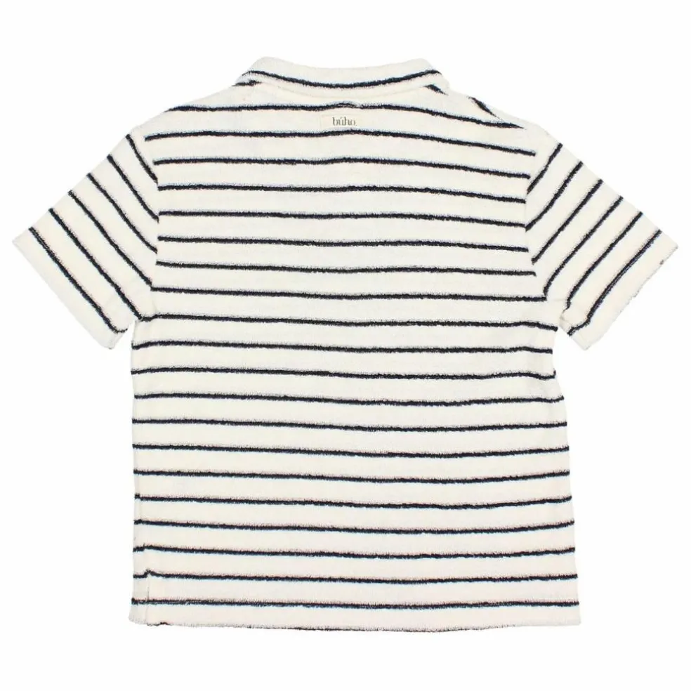 Polo Terry Rayures Eponge Coton Bio | Bleu