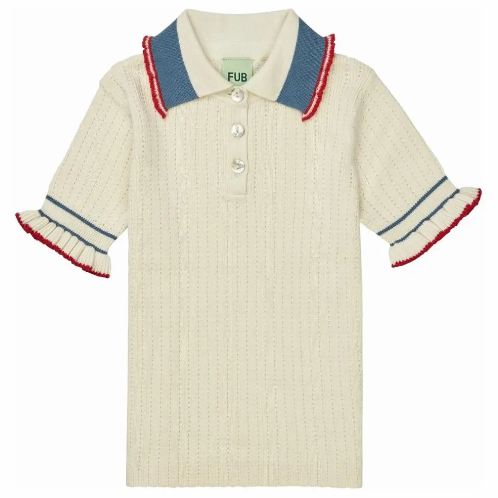 Polo Volant Maille Fine Coton Bio | Ecru