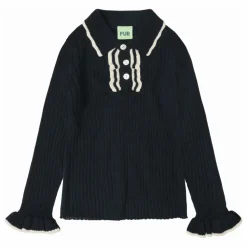 Polo Volants Maille Fine Laine de Mérinos | Bleu marine