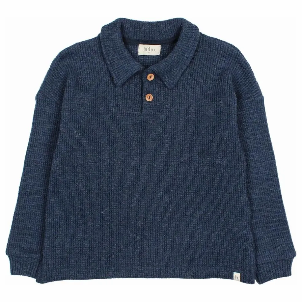 Polo Waffle | Bleu marine