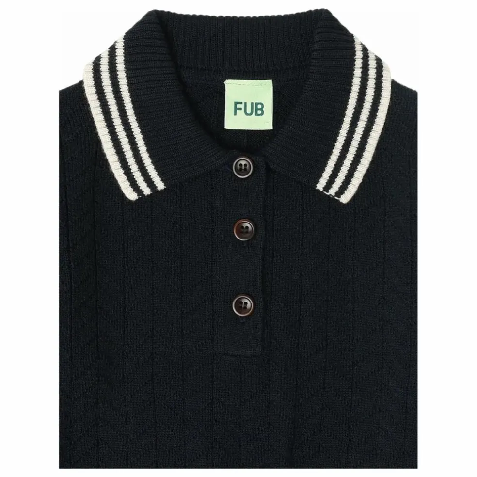 Polo Zigzag Laine de Mérinos | Bleu marine