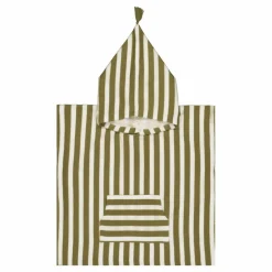 Poncho de bain Suzon rayé | Vert kaki
